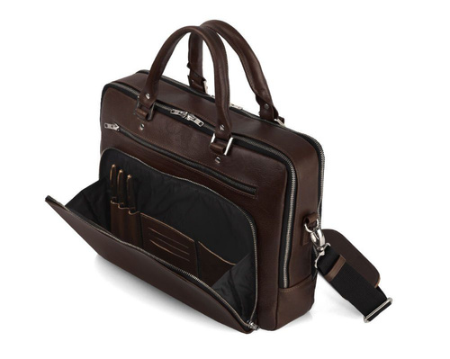 Skórzana męska torba na laptopa Solier SL24 Shannon ciemny brąz