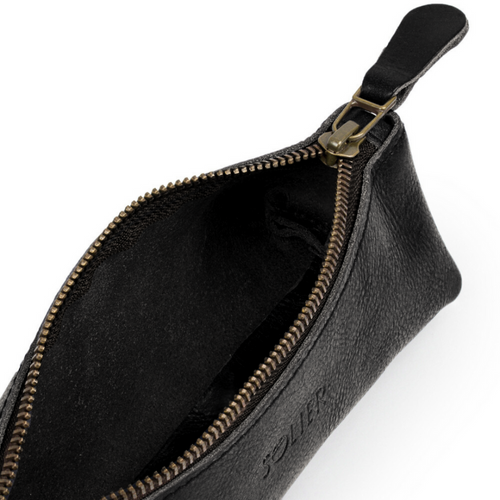 Leather pencil case Solier SA51 black