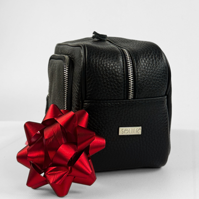 Elegant genuine leather men's beauty bag SK04 SOLIER black