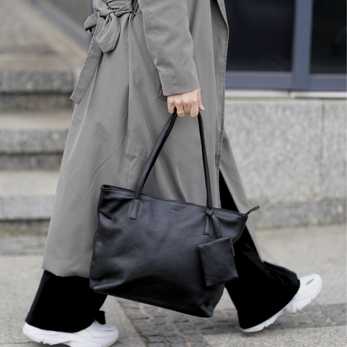 Torba damska skórzana shopper Solier FL34 Rillia czarna