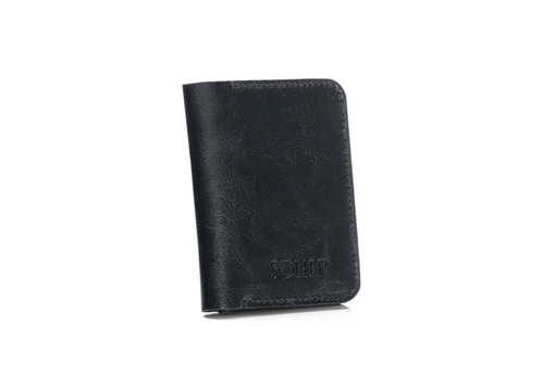 Slim leather men's wallet with coin holder SOLIER SW16 SLIM BLACK