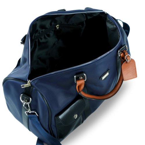 Duża torba podróżna weekendowa z nylonu Solier FB49 Barrley granatowa