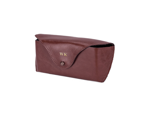 Personalized genuine leather spectacle case Solier SA37 maroon