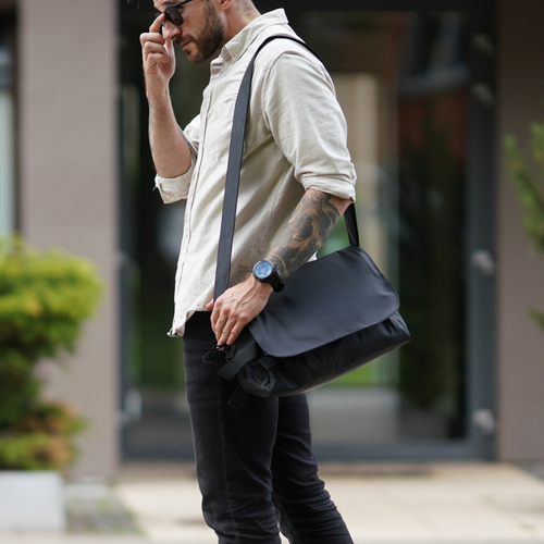 Męska torba listonoszka na ramię Solier S42 VESARI Black