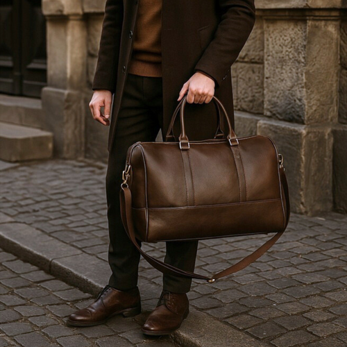 Weekendowa duża torba podróżna Solier S37 Astrin brązowa