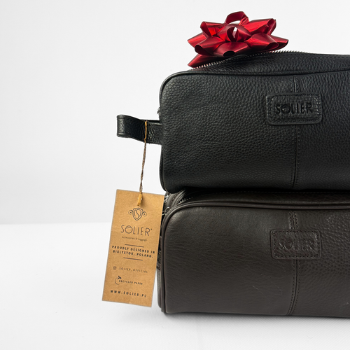 Elegant leather men's beauty bag SOLIER SZETLAND
