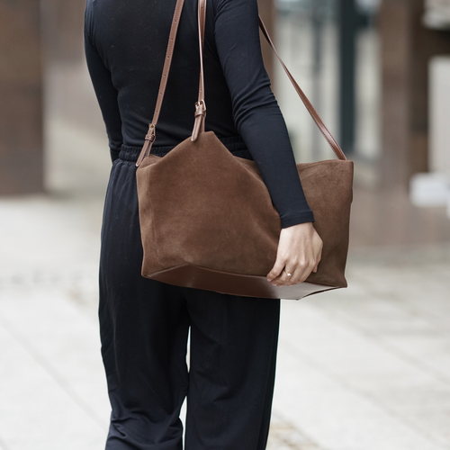 Skórzana damska torba worek na ramię Solier FL42 Lora cappucino