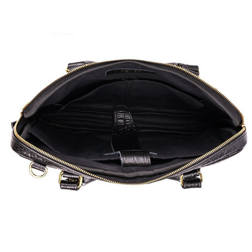 Genuine leather woman's laptop bag 13,3'' FL26 Alcamo black with snake pattern