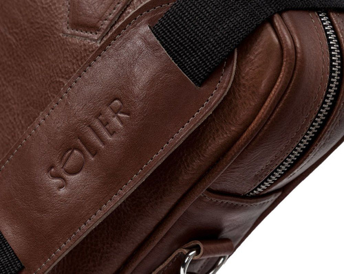 Genuine leather laptop bag Solier SL22 dark brown