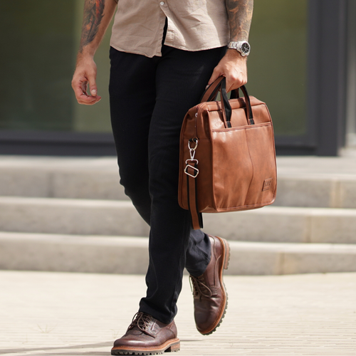 Męska torba na ramię laptopa SOLIER S13 brązowa