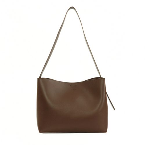 Skórzana torba damska shopper z klamrą i regulowanym paskiem Solier FL40 Ellise ciemny brąz