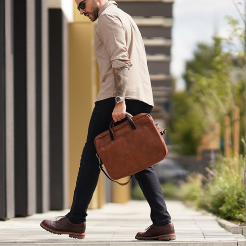 Light brown shoulder laptop bag S13