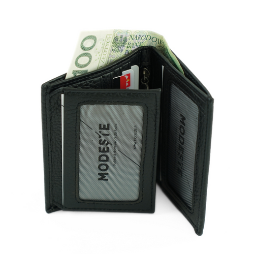 Skórzany czarny portfel SOLIER SW47 Czarny