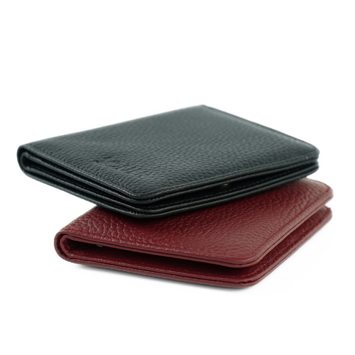 Burgundowy portfel z naturalnej skóry kompaktowy model Solier SW49 BURGUNDY