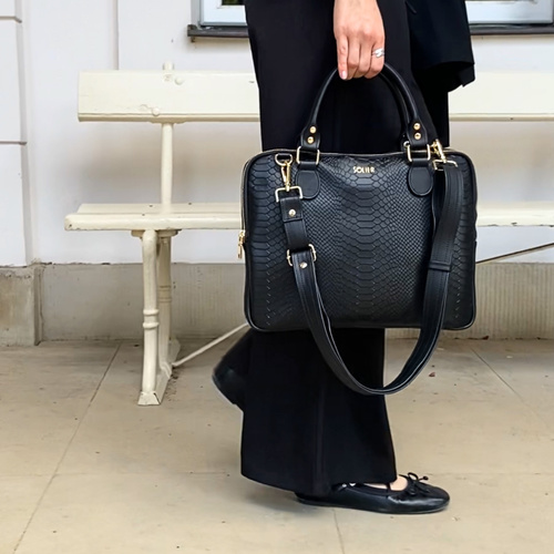 Skórzana torba na laptopa 13,3'' FL26 Alcamo czarny z motywem zwierzęcym