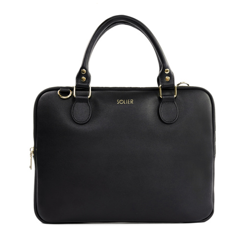 Genuine leather woman's laptop bag 13,3'' FL26 Alcamo black with snake pattern