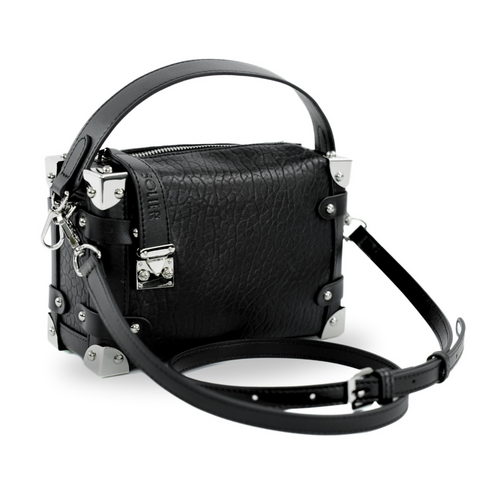 Skórzana mała torebka damska na ramię listonoszka FL43 Nessa czarna