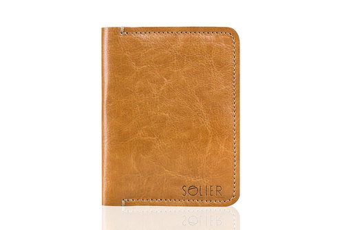 Slim leather men's wallet SOLIER SW10 SLIM LIGHT BROWN