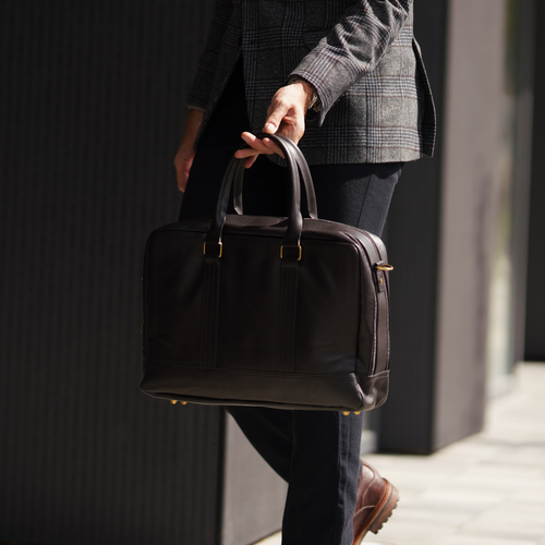 Brown leather shoulder laptop bag SL02 ABERDEEN