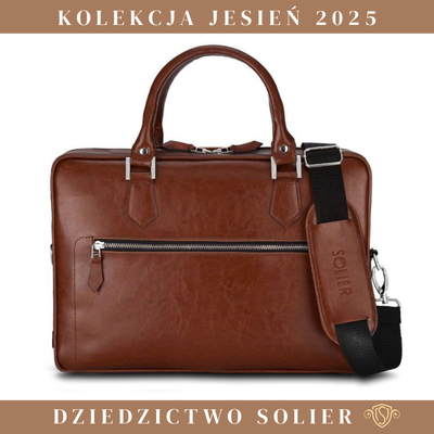 Skórzana torba na laptop z uchwytem na walizkę SL23 brązowa vintage