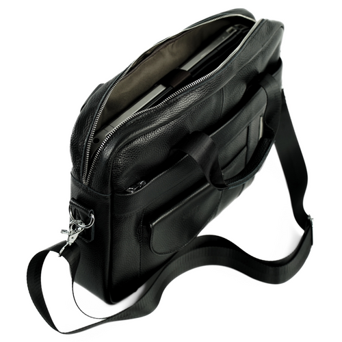 Męska torba skórzana na laptopa Solier SL49 BRANN Czarna