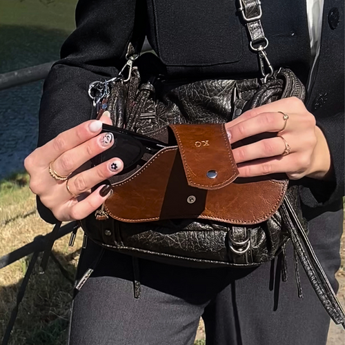 Personalizowane skórzane etui na okulary Solier SA36 - czarne