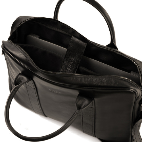 Brown leather shoulder laptop bag SL20 EDYNBURG