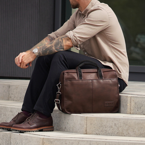 Brown shoulder laptop bag S13