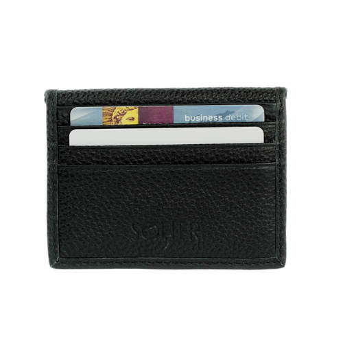Portfel na karty składany wizytownik skórzany slim Solier SW44 BLACK