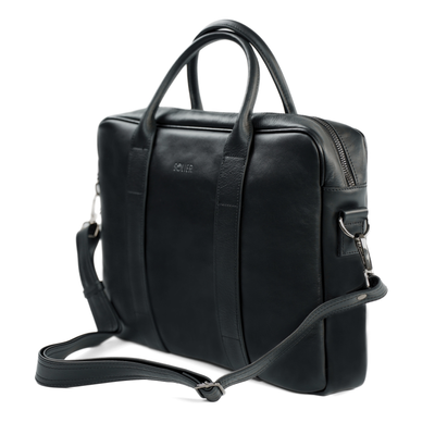 Black leather shoulder laptop bag SL20 EDYNBURG