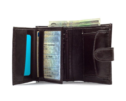 Elegancki brązowy skórzany męski portfel SOLIER SW04B