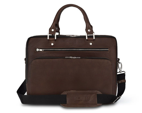 Skórzana męska torba na laptopa Solier SL24 Shannon ciemny brąz