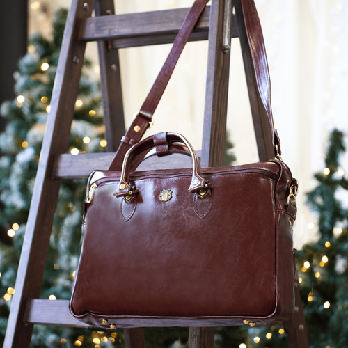 Damska skórzana torba na laptopa Marina czerwona