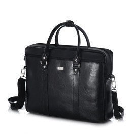 Black leather shoulder laptop bag SL03 KILBRIDGE