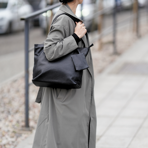 Torba damska skórzana shopper Solier FL34 Rillia czarna