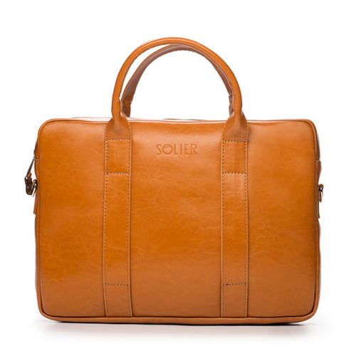 Cognac leather shoulder laptop bag SL20 EDYNBURG