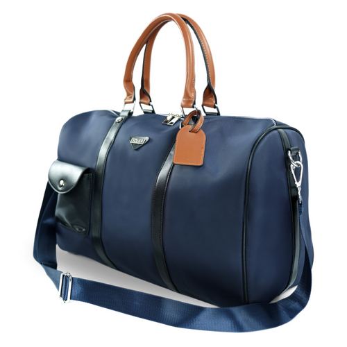 Duża torba podróżna weekendowa z nylonu Solier FB49 Barrley granatowa