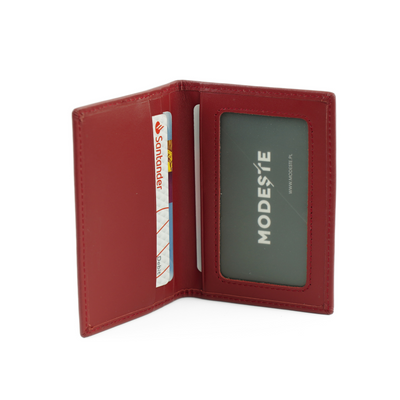 Portfel na karty elegancki skórzany cardholder czerwony Solier SW45 RED