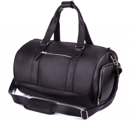 GENUINE LEATHER MEN'S WEEKEND BAG SL19 BRANDON BLACK