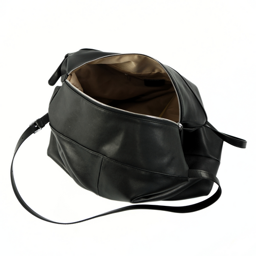 Skórzana damska torba worek na ramię Solier FL36 Oriana czarna