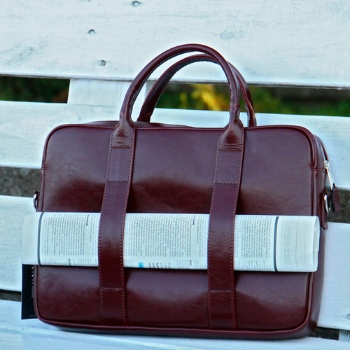 Maroon leather shoulder laptop bag SL20 EDYNBURG