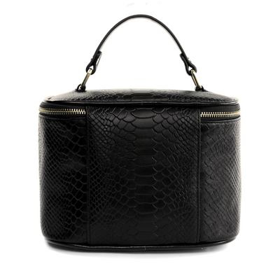 Elegant genuine leather women's beauty bag FK01 Solier black snake