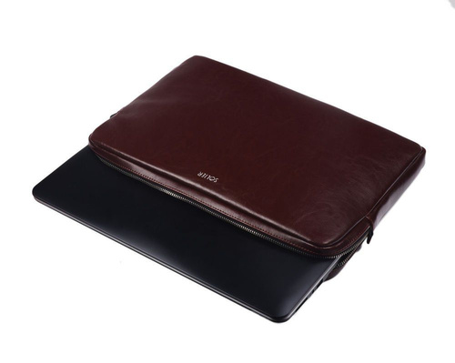 Genuine leather laptop case 15' Solier SA23A Burgundy