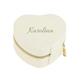 Personalizowana szkatułka na biżuterię w kształcie serca - jasny beż