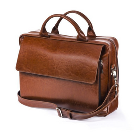 Vintage Brown leather shoulder laptop bag Solier Rothen SL30 