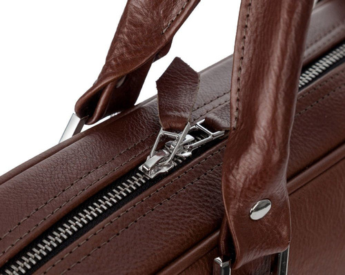 Genuine leather laptop bag Solier SL22 dark brown