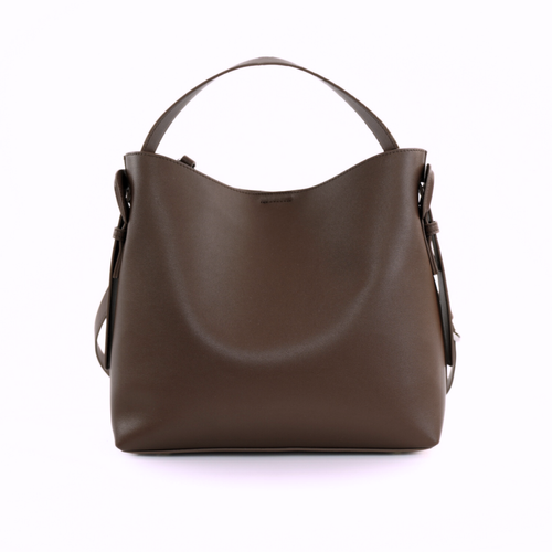 Skórzana torebka damska z klamrą Solier FL44 Elara ciemny brąz