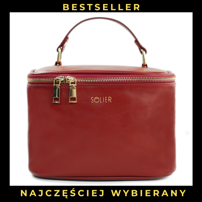 Elegant genuine leather women's beauty bag FK01 Solier red