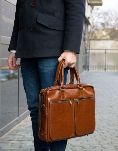 Męska skórzana torba na ramię, laptopa Solier SL01 DUNDEE