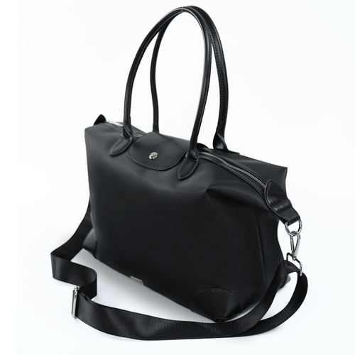 Nylonowa Torba damska shopper Solier FB48 Lestia czarna